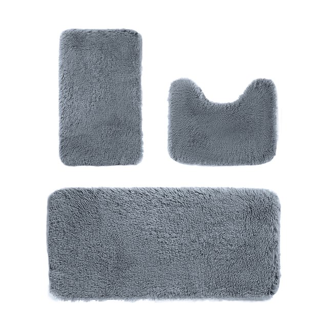zanvin Solid Color Bath Mats 3 Set Bathroom Rugs for 3 Pcs Toilet Mats Universal Soft Comfortable Water Absorption Non-Slip Thick Machine Washable Easier To Dry Dark Bathroom Rugs, Gifts for Men