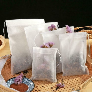 thinsony 100Pcs/Lot Teabags Lightweight Empty Square Cooking Spice Scented Tea Bags with Seal Filter Paper Natural Drawstring Herb Pouch 100pcs 5x7cm