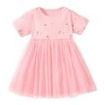 thumbnail image 1 of Robes Petite Fille Dentelle Été Manches Courtes à Étages Évasée Midi Robe Décontractée Vêtement Fille Taille 6-7T, 1 of 7