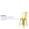 thumbnail image 2 of Commercial Grade 4 Pack 24" High Distressed Yellow Metal Indoor-Outdoor Counter Height Stool with Back, 2 of 9