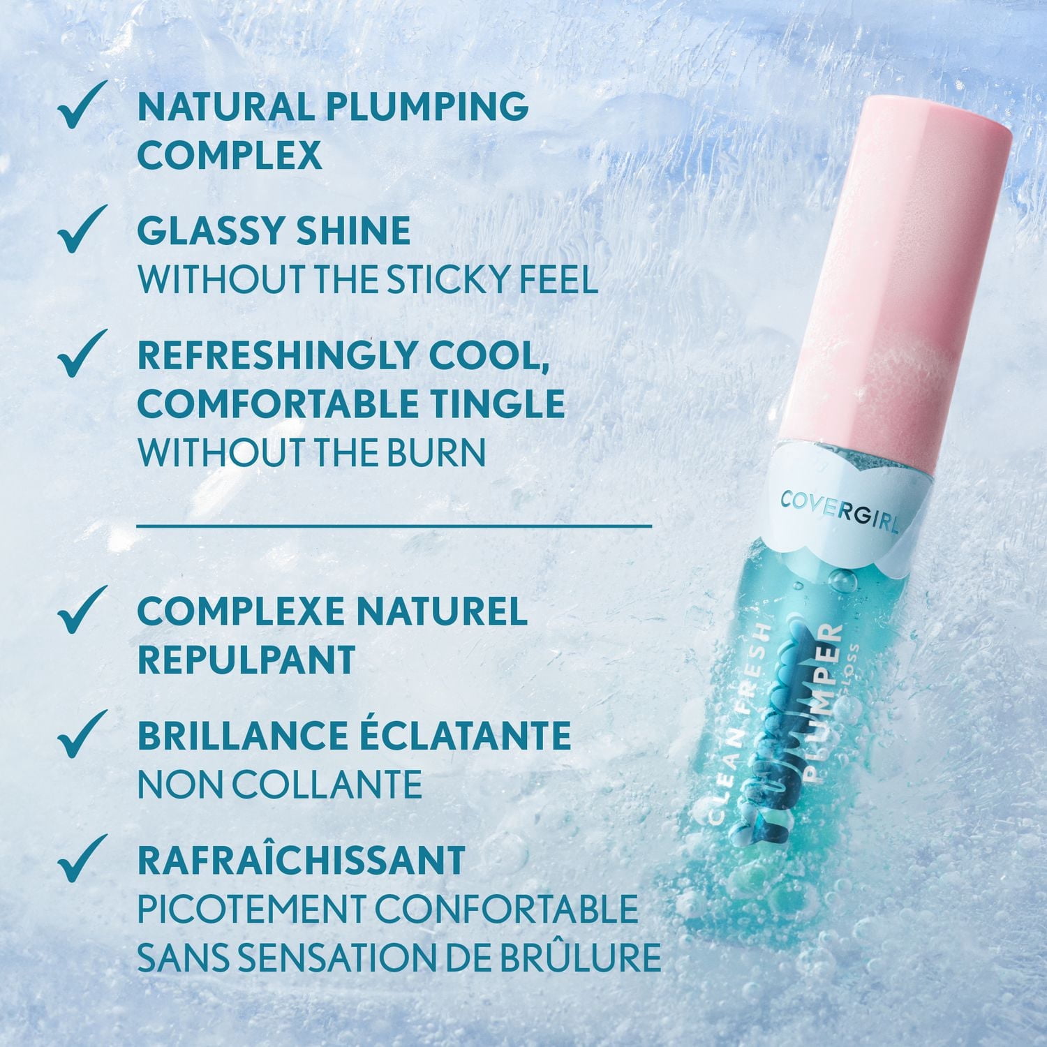 COVERGIRL Clean Fresh Yummy Gloss, Plumper Gloss, Shiny Gloss, Vegan Formula, Volumizing Lip Plumper, Easy to Apply