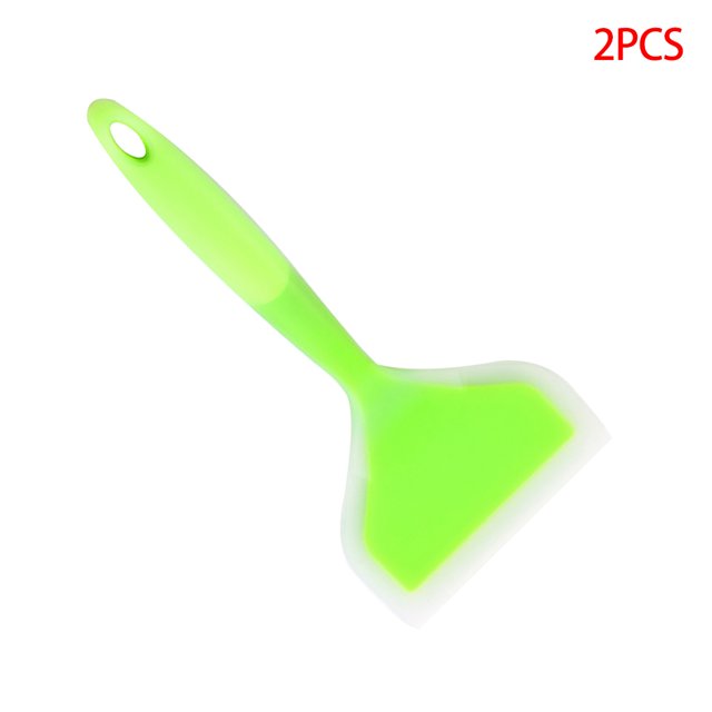 2 Pieces Spatula Non-stick Wide Turner Heat Resistant Pancakes Fried Cookware, Green