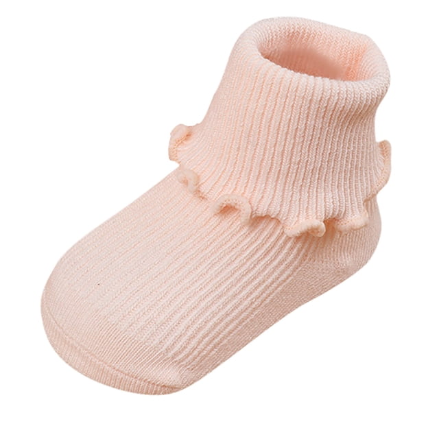 B91xZ Girls Ruffle Socks Ankle Super Soft Socks Stretch Cuffs Athletic Socks Anti-odor,Pink S Infant