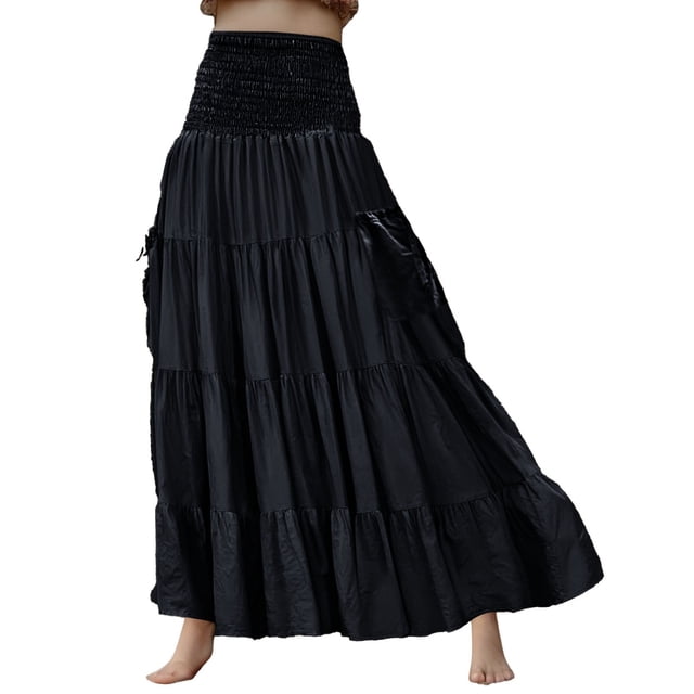 Jupe Décontractée Unie pour Femmes Simia Jupe Longue avec Poche Robe Longue
