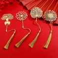 thumbnail image 2 of Musbetu Plant Vein Bookmark with Exquisite Tassel Hollow Design Classical Metal Leaf Page Marker Teacher Student Gift, 2 of 7