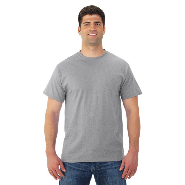 Jerzees Mens DRI-POWER Active Short Sleeve Crew T-Shirt, 4X, Heather Grey