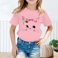thumbnail image 2 of GDREDA Vêtements Fille Enfant Filles Mignon Mode Imprimé Col Rond Manches Courtes Tee Été Décontracté Ample Doux T-Shirt Hauts T-Shirt à Manches Courtes pour Fille Rose, 2-4 Ans, 2 of 5