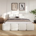 thumbnail image 2 of Platform Bed, Plush Boucle Fabric Upholstered Bed,,White, 2 of 19