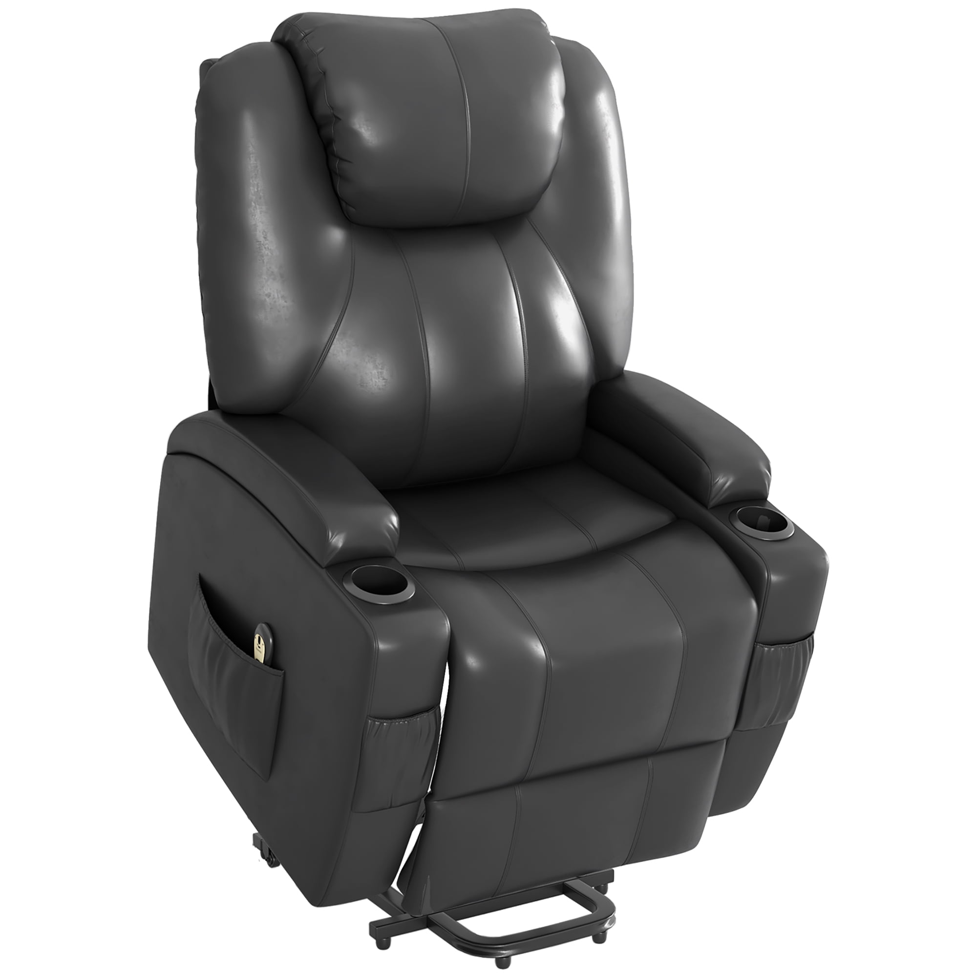 HOMCOM PU Leather Power Lift Chair for Elderly with Remote Side Pockets