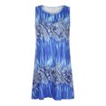 thumbnail image 4 of HKEJIAOI Liquidation d'Économies Robes Décontractées pour Femmes Cadeau de la Saint-Valentin Mode d'Été pour Femmes Décontractée Robe Midi à Col Rond Sans Manches à Fleurs Robe de Plage Ample Robe d'Été Bleue, 4 of 9