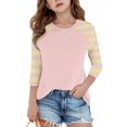 thumbnail image 2 of SERTG T-Shirt Mode Enfant Col Rond Manches 3/4 Imprimé Col Rond pour Été et Printemps 4-15 Ans (Rose4,5 Ans), 2 of 7