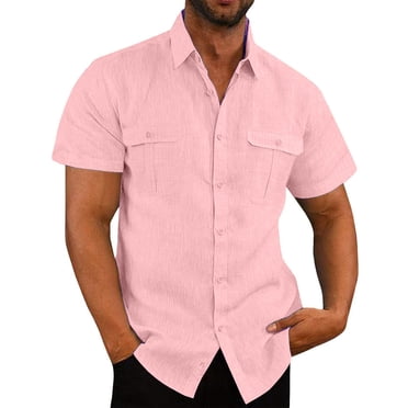 lcziwo Chemise en Coton et Lin pour Homme Chemises Décontractées à Boutons Chemises Légères à Manches Courtes Chemises d'Été Chemises Habillées Blouse 2024
