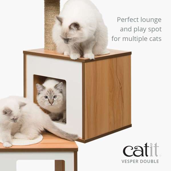 Catit Vesper V-Double Cat Furniture, Walnut
