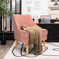 thumbnail image 4 of Costway Accent Chair Velvet Upholstered Single Sofa with Rubber Wood Legs Pink, 4 of 10
