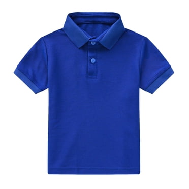 TIWEKE Polo Vert pour Garçon, T-Shirt à Manches Courtes d'Été Décontracté Uni Style Gentleman pour Tout-Petits Garçons Filles, Chemises de Vacances T-Shirt, T-Shirts pour Garçons de 5-6 Ans, Bleu Foncé