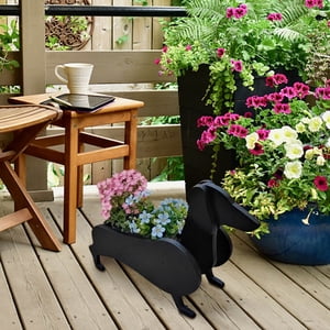 Dvkptbk Decorative Ornamen Ts Wooden Dog Planter Plant Pot Dog Shape Flower Pot Cute Animal-Shaped Flower Planter Succulent Planter Plant Container Holder Art Plant Storage Pot for Indoor