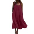 thumbnail image 1 of Robe Maxi pour Femmes Décontractée d'Été Sans Manches à Bretelles Spaghetti, Robe Soleil à Volants à Étages Fluide de Plage Boho Longue, 1 of 6