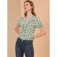 thumbnail image 3 of Unique Bargains Blouse à Manches Courtes Bouffantes à Boutons Imprimé Floral pour Femmes, 3 of 6