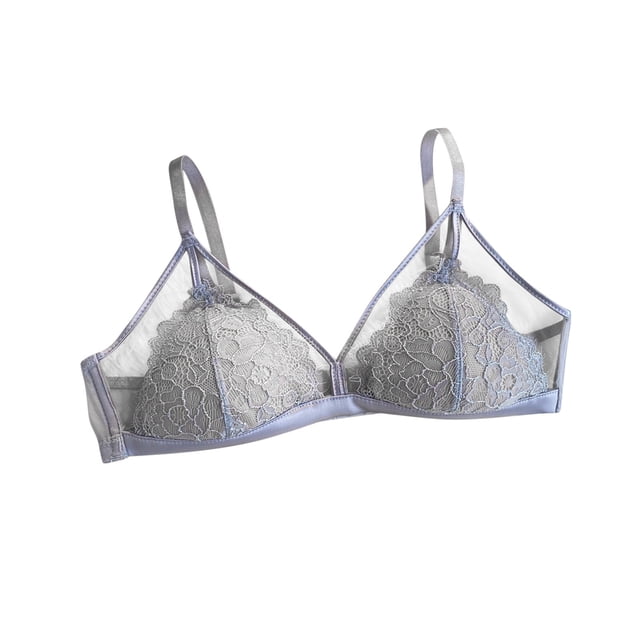 Timegard Bras for Women Lace Mesh Wireless Adjustable Strap V-Neck Summer Comfort See Through Bralettes