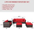 thumbnail image 3 of Costway 6PCS Patio Rattan Furniture Set Cushion Sofa Coffee Table Ottoman Red, 3 of 9