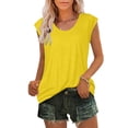 thumbnail image 2 of Timegard Débardeurs pour Femmes Col Rond Manches Courtes Confortables Été Décontracté Amples Chemises Hauts Blouse T-Shirt Basique, 2 of 6