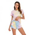 thumbnail image 4 of Ensemble de Pyjama Décontracté Teinture sur Nœuds Shorts pour Femme, Manches Courtes, Ensembles de Pyjamas pour Femme, Coton Douillet, Ensemble de Pyjama pour Femme, Hauts de Sommeil Élastiques, 4 of 6