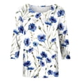 thumbnail image 4 of Pompotops T-shirt Ample Imprimé pour Femme Blouse à Manches 3/4 Col Rond Hauts Décontractés Liquidation, 4 of 5