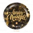 thumbnail image 1 of thinsony Black Gold New Year Party Decoration Props Paper Plates Paper Cups Paper Towels Tablecloths Disposable Tableware Set, 1 of 1