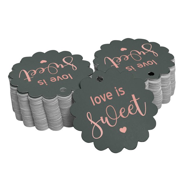 Inkdotpot 50 Pack Love Is Sweet Wedding Favor Paper Tags Craft Real Rose Gold Foil Hang Tags