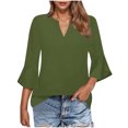thumbnail image 2 of Yuyuzo 3/4 Length Sleeve Womens Tops V Neck Business Casual Top Loose Fitted Office Work Blouses Tunic Top, 2 of 7