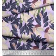 thumbnail image 2 of Soimoi Purple polyester Crepe Fabric Laurel Leaves Printed Fabric 1 Yard 52 Inch Wide, 2 of 2