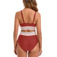 thumbnail image 4 of YUTK Womens Bathing Suits - Women's Bikini High Waisted Split Color Suit with Drawstring Gathered Abdominal Swimsuit Red Xxl, 4 of 9