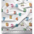 thumbnail image 1 of Soimoi Satin Silk Fabric Numbers & Alphabets Text Print Fabric by The Yard 42 Inch Wide, 1 of 3