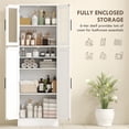 thumbnail image 4 of HOMCOM Tall Bathroom Cabinet with Glass Doors, Freestanding Storage, White, 4 of 10