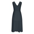 thumbnail image 4 of PENGXIANG Femmes Cocktail Robes Formelles V Cou Taille Haute Chaîne Sans Manches une Ligne Midi Robe pour Parti, 4 of 6