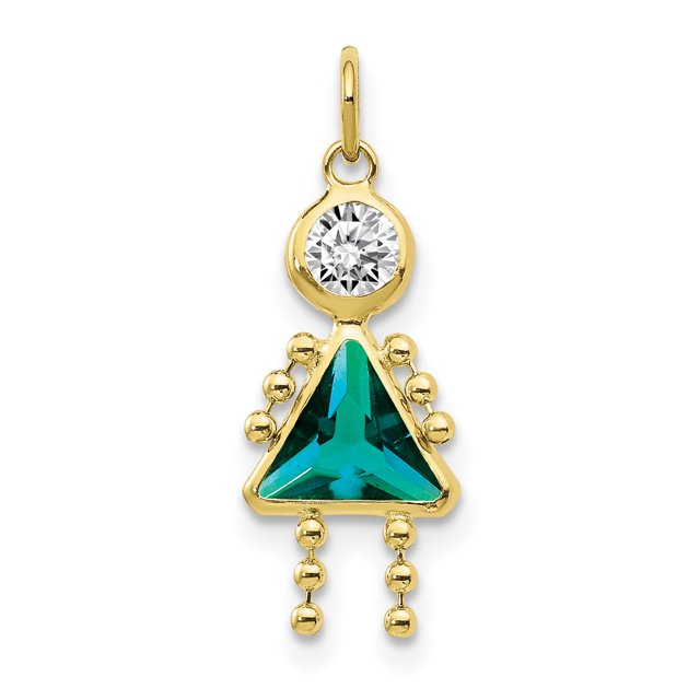Pendentif Breloque Collier Pierre de Naissance Fille Décembre en Or Jaune 10k Enfant