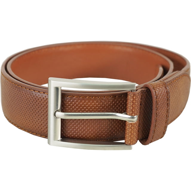 vangelo Men Classic Dress Belt Cognac Debossed Size 46 Inch Fits Waist Length 44 to 46 Inch