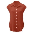 thumbnail image 3 of AherBiu Chemises Boutonnées pour Femmes en Coton et Lin à Manches Courtes à Revers Col en V d'Été Décontractées Amples Hauts Blouse, 3 of 6