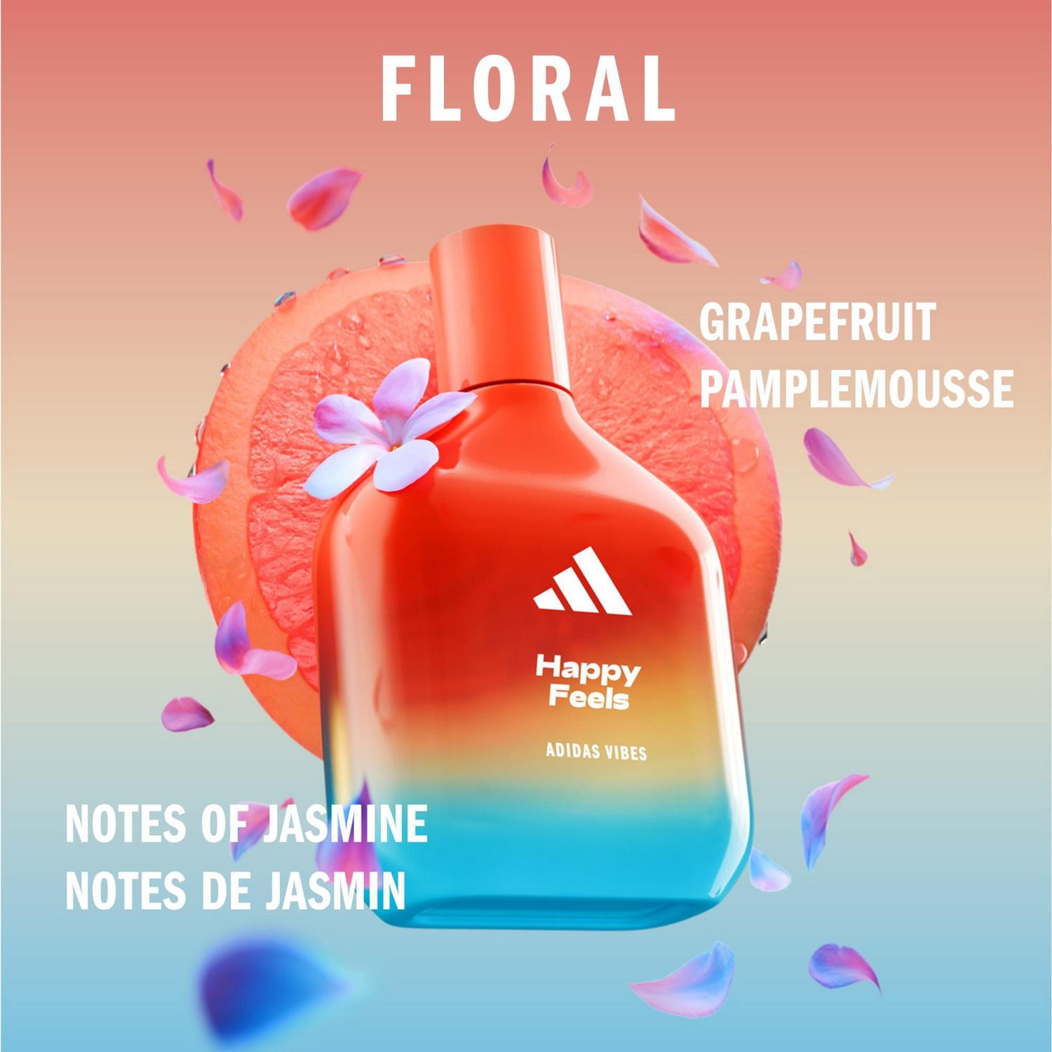 Vibes Happy Feels Eau de Parfum For All, Joyful and Uplifting, Long Lasting Fragrance, Grapefruit and Jasmine
