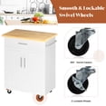 thumbnail image 3 of Walsunny Kitchen Island Table Stand with Storage on Wheels,Rolling Kitchen Cart Storage Cabinet with Drawer,White, 3 of 8