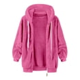 thumbnail image 4 of Qertyioot Mode Femmes Fermeture Éclair Col en V Chandail à Enfiler Hauts Manches Longues Blouse à Capuche Chandail, 4 of 4