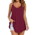 thumbnail image 1 of Birdeem T-Shirt Mode Femme Couleur Unie Col en V Confortable Ample Sans Manches Blouse Décontractée, 1 of 5