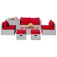 thumbnail image 2 of Costway Ensemble de Mobilier de Terrasse en Rotin 8 Pcs Housse de Rangement Imperméable Coussin Rouge, 2 of 10