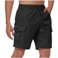 thumbnail image 1 of cllios Mens Cotton Shorts with Pockets Cargo Shorts Drawstring Elastic Waisted Casual Sweat Shorts Summer Lightweight Work Jogger Shorts for Golf Hiking, 1 of 5