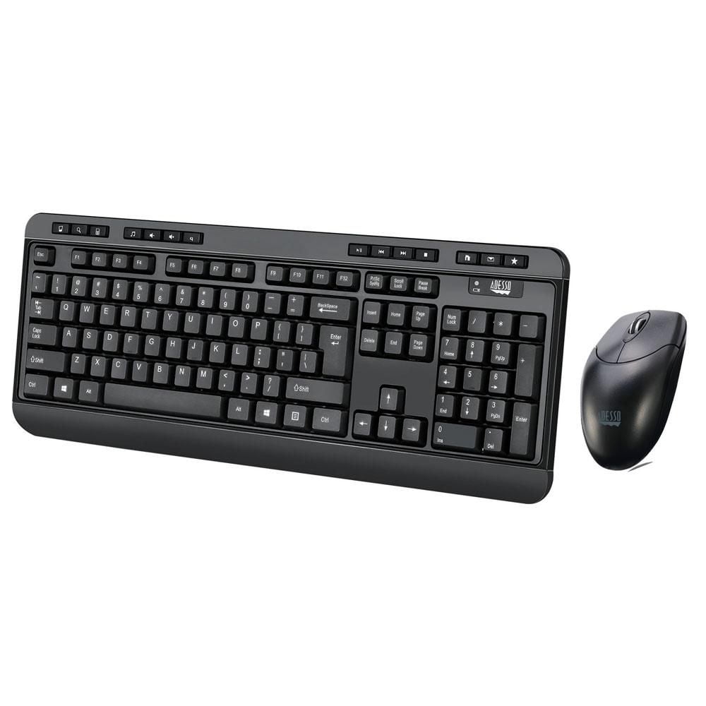 Adesso WKB-1100CB Antimicrobial Wireless Desktop Keyboard and Mouse