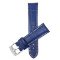 thumbnail image 1 of 24mm Mens' Alligator Style Leather Watch Strap Band, White Stitching, Stainless Steel Buckle, 1 of 7