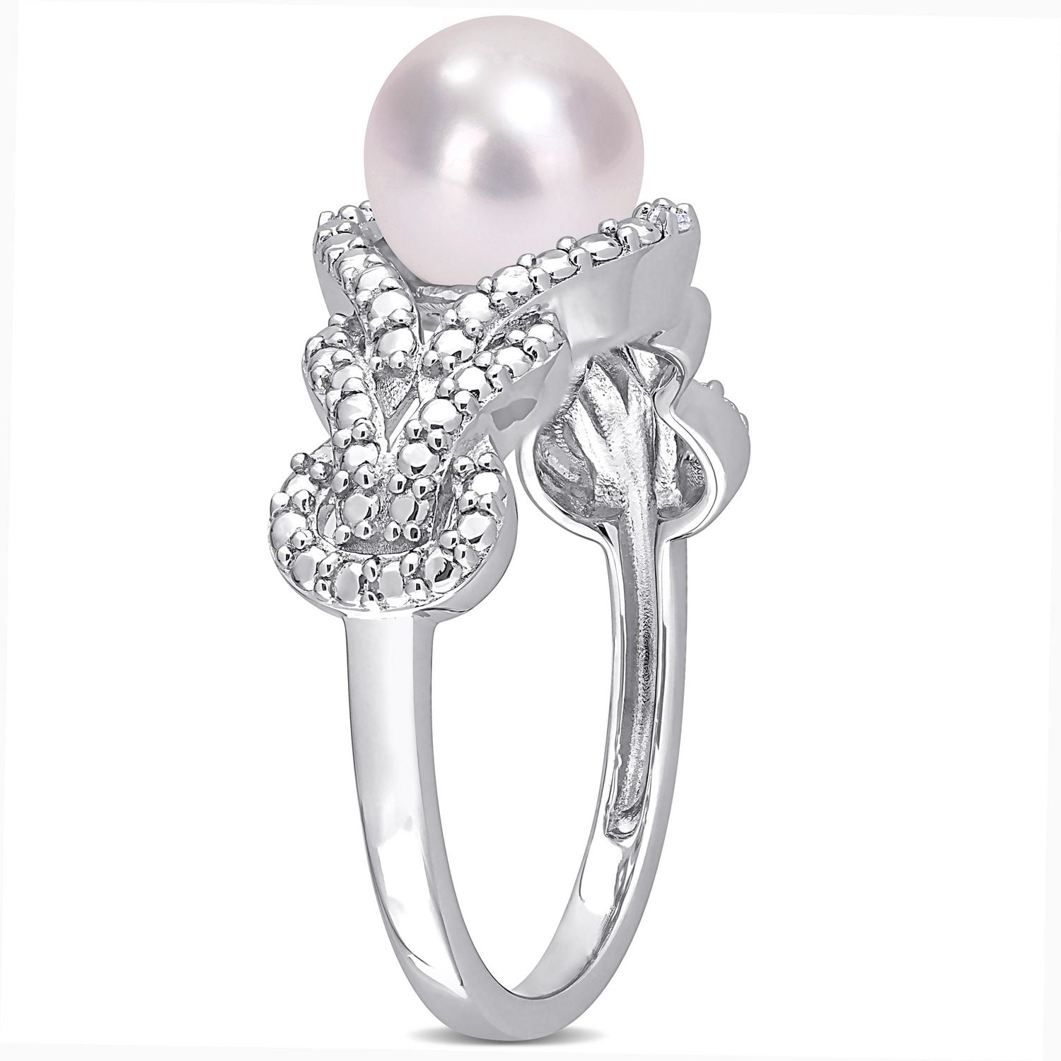 Bague entrecroisée Miabella en argent sterling avec perles culture d'eau douce et accents de diamants