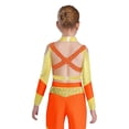 thumbnail image 2 of Eandarui Kids Girls Gymnastics Crop Tops Long Sleeve Shiny Rhinestone Color Block Design with Cross Back Cutout Orange 16, 2 of 7
