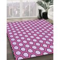 thumbnail image 3 of Ahgly Company Tapis de Zone Rond d'Intérieur Lavable à la Machine, Style Transitionnel, Rose Oeillet Foncé, 3 Pieds Rond, 3 of 7