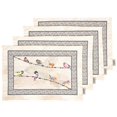 thumbnail image 1 of Vargottam Napperons - Napperon pour Table à Manger, Ensemble de 4 - Serviette en Coton Imprimée et Réversible - Napperons d'Intérieur pour Table de Maison et de Cuisine - Oiseau (Beige), 1 of 5